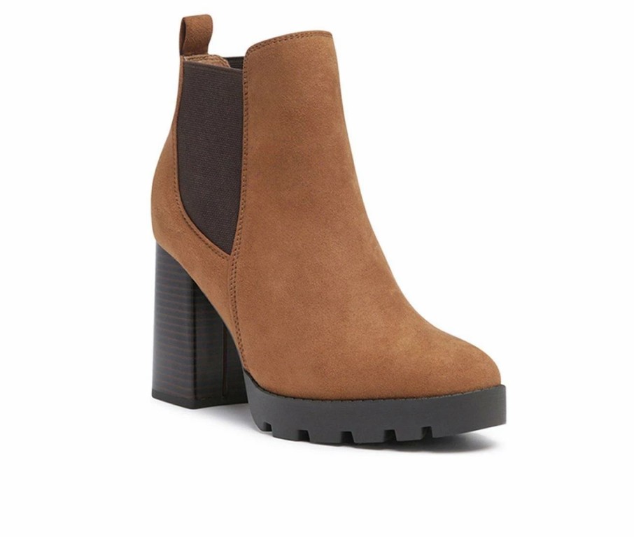 Ankle Boots And Booties * | Cheap Women'S London Rag Sonia Block Heel Booties Tan