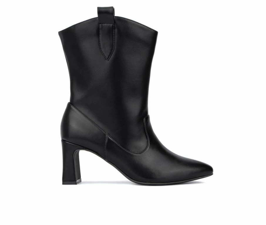 Heeled Boots * | Cheap Women'S Fashion To Figure Iliana Wc Heeled Ankle Booties Black Wide