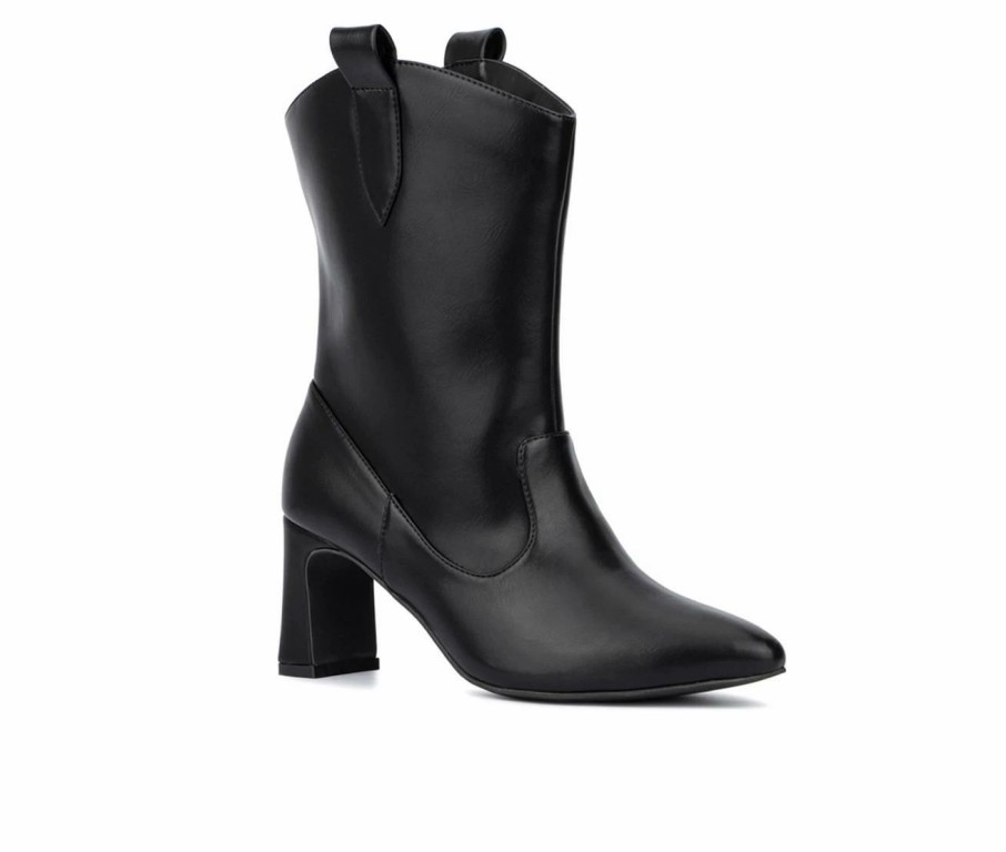 Heeled Boots * | Cheap Women'S Fashion To Figure Iliana Wc Heeled Ankle Booties Black Wide