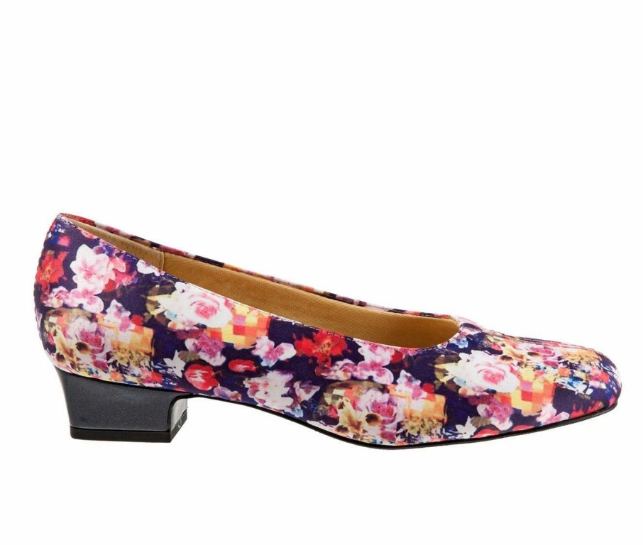 Block Heels * | Flash Sale Women'S Trotters Doris Pumps Wash Floral