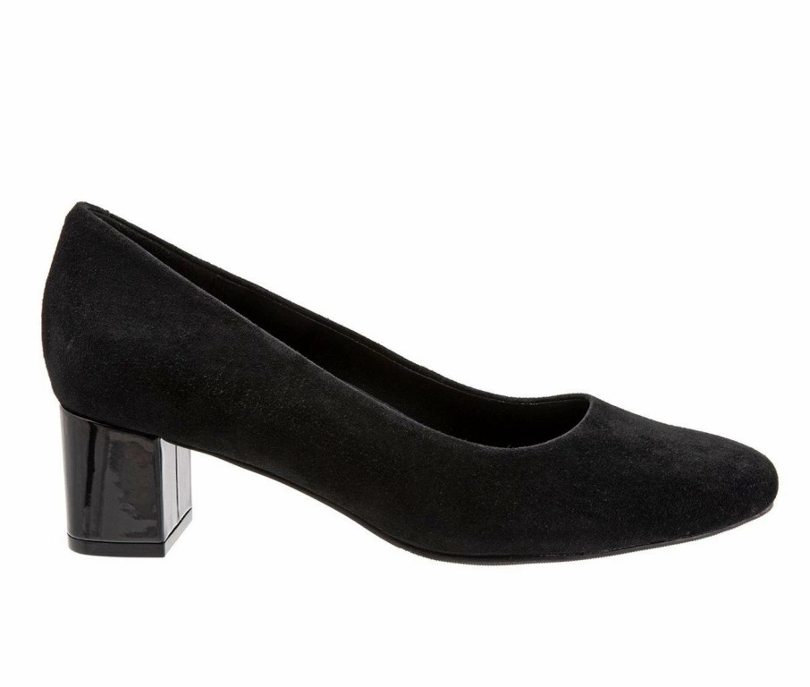 Block Heels * | Promo Women'S Trotters Kari Pumps Black Suede