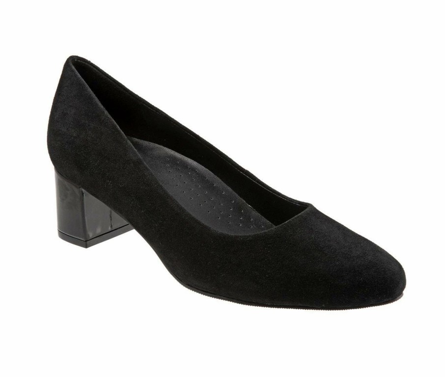 Block Heels * | Promo Women'S Trotters Kari Pumps Black Suede