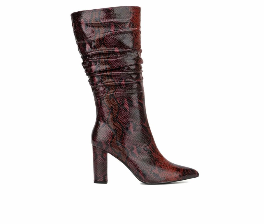 Heeled Boots * | Coupon Women'S New York And Company Earla Mid Calf Heeled Boots Burgundy