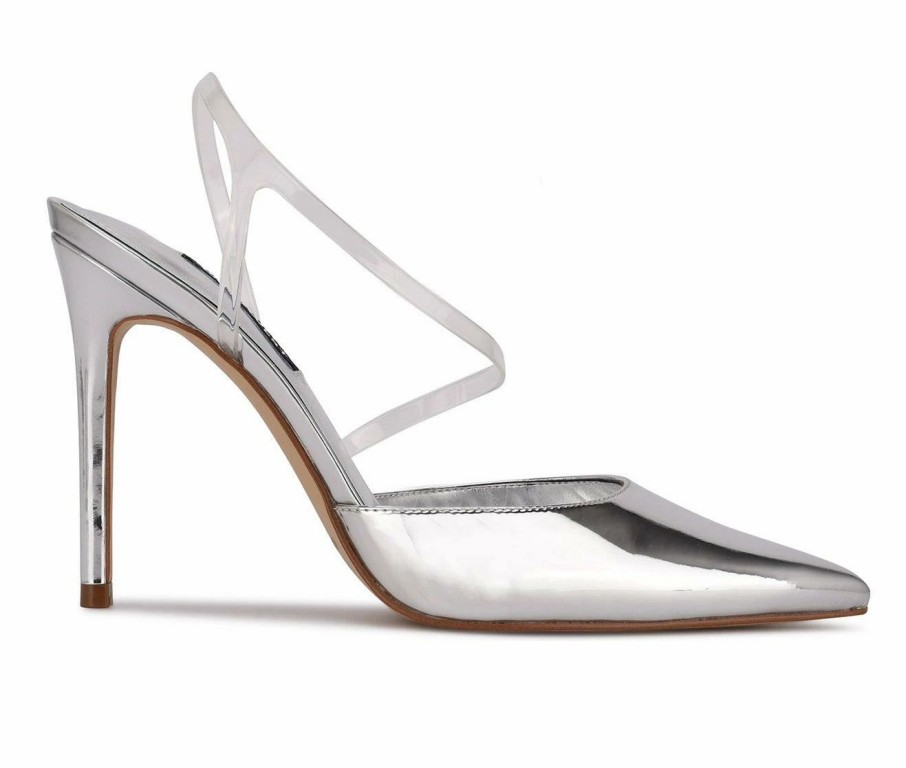 Stiletto Heels * | Promo Women'S Nine West Fames Pumps Silver/Clear