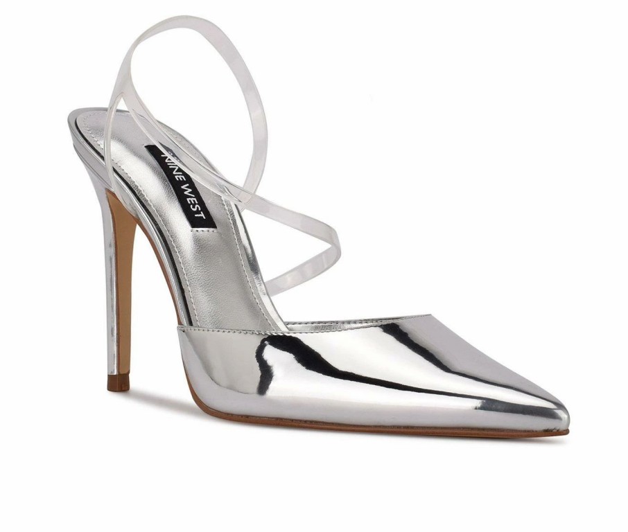 Stiletto Heels * | Promo Women'S Nine West Fames Pumps Silver/Clear