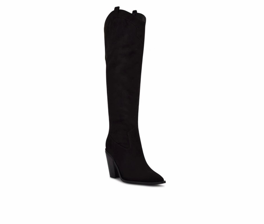 Heeled Boots * | Best Sale Women'S Nine West Kliva Western Heeled Boots Black