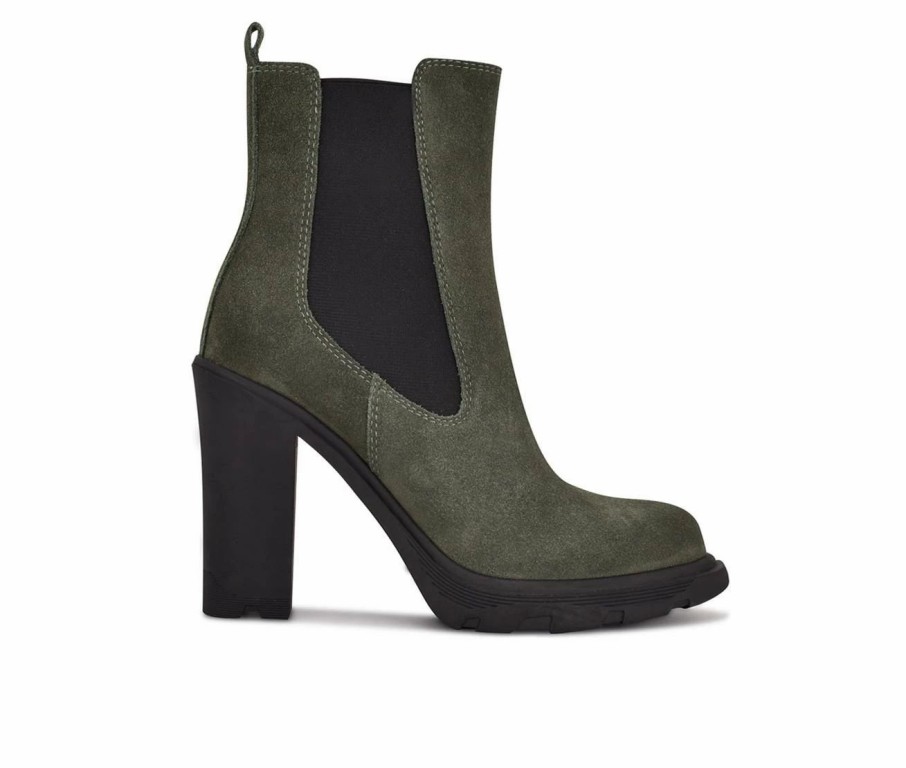 Heeled Boots * | Hot Sale Women'S Nine West Ream Heeled Booties Dark Green