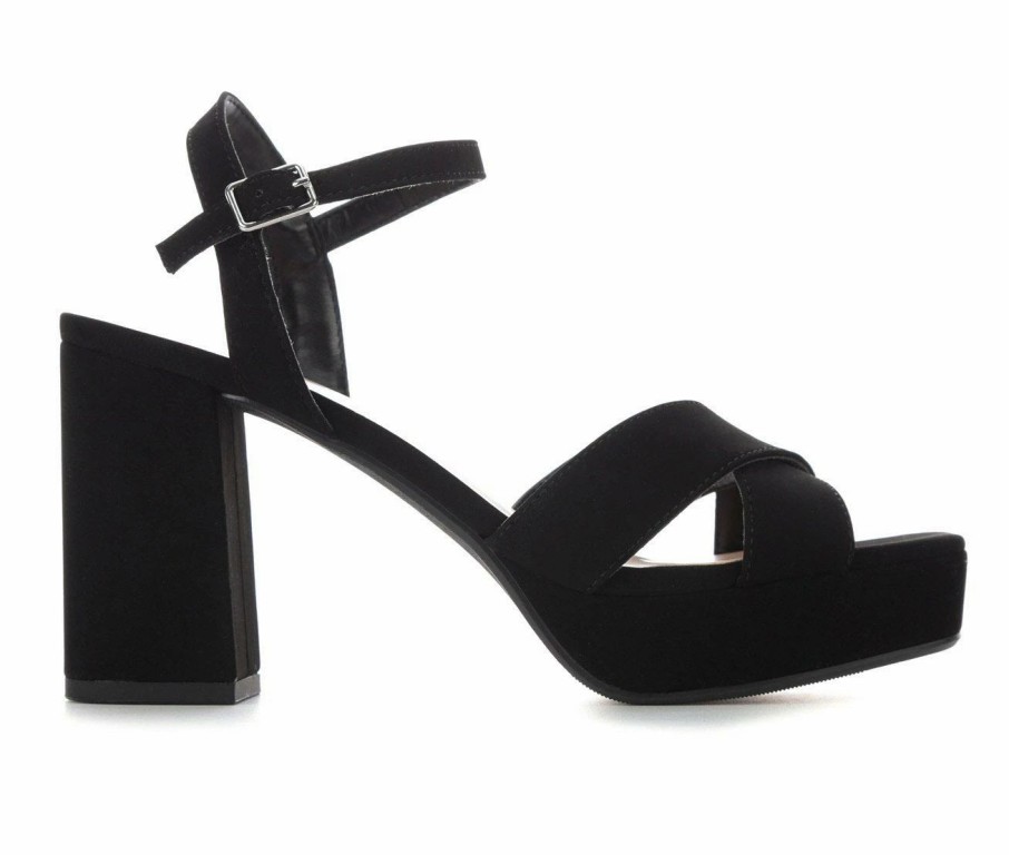 Heeled Sandals * | Promo Women'S Soda Slope Platform Dress Sandals Black Nu