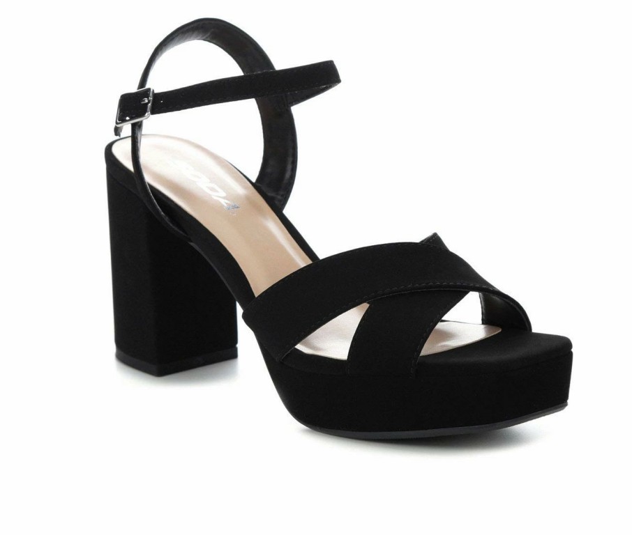 Heeled Sandals * | Promo Women'S Soda Slope Platform Dress Sandals Black Nu