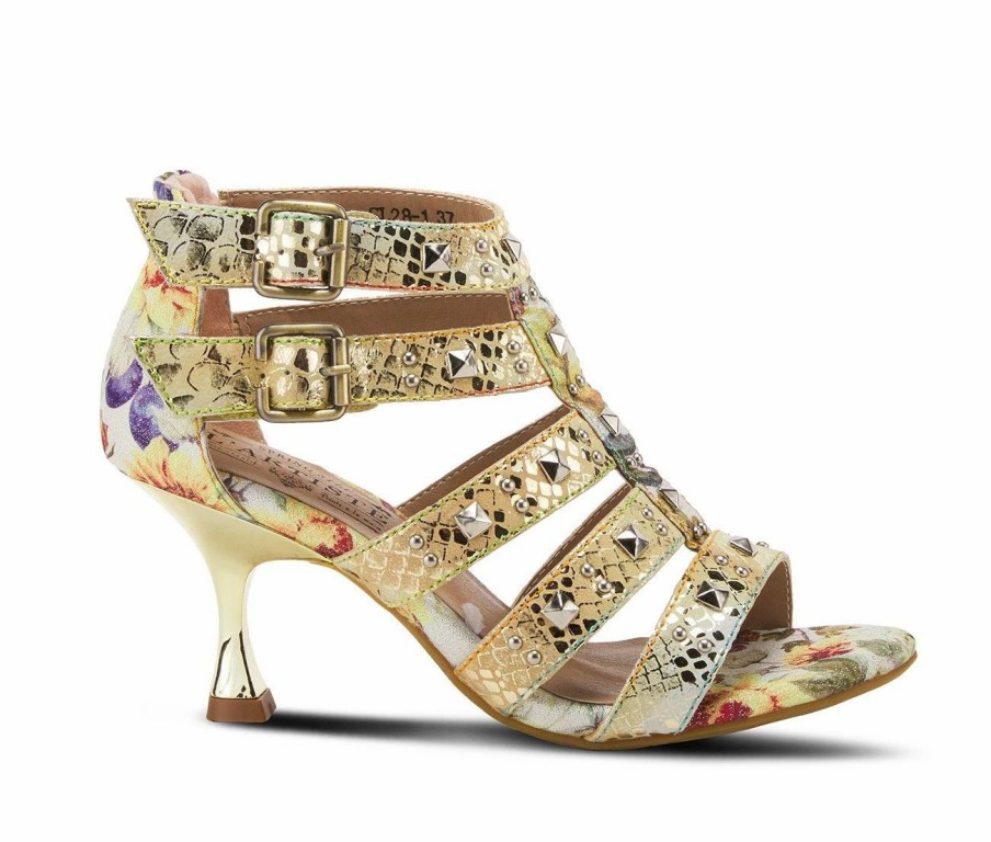 Heeled Sandals * | Cheapest Women'S L'Artiste Delectable Strappy Dress Sandals Yellow Multi