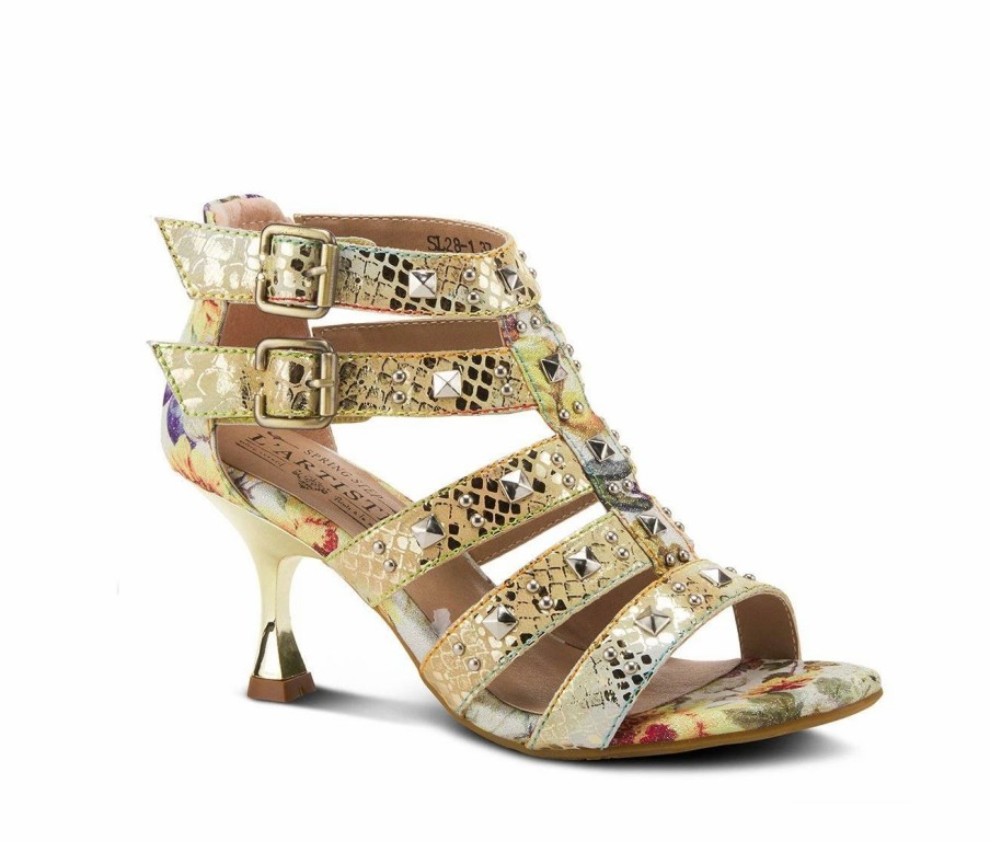 Heeled Sandals * | Cheapest Women'S L'Artiste Delectable Strappy Dress Sandals Yellow Multi